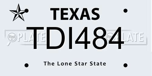 TDI484 Texas License Plate