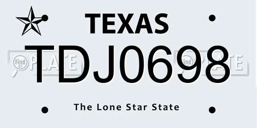 TDJ0698 Texas License Plate