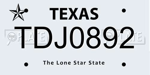 TDJ0892 Texas License Plate