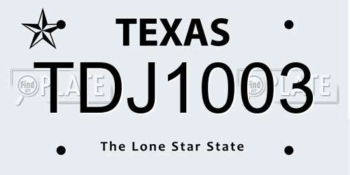 TDJ1003 Texas License Plate