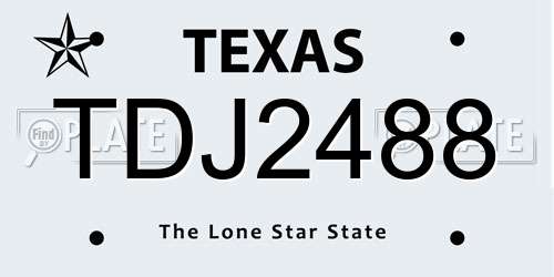 TDJ2488 Texas License Plate