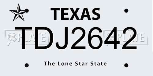 TDJ2642 Texas License Plate