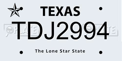 TDJ2994 Texas License Plate