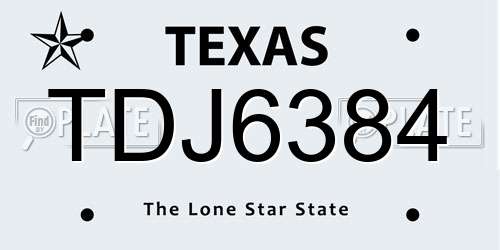 TDJ6384 Texas License Plate