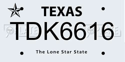 TDK6616 Texas License Plate