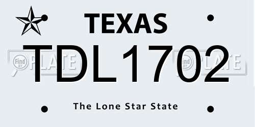 TDL1702 Texas License Plate