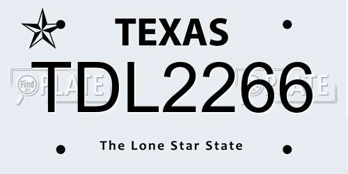 TDL2266 Texas License Plate