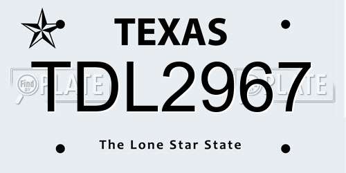 TDL2967 Texas License Plate