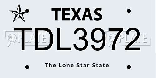 TDL3972 Texas License Plate