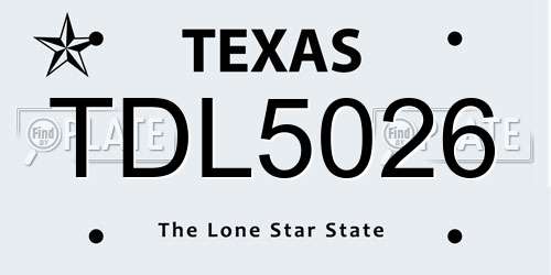 TDL5026 Texas License Plate