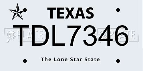 TDL7346 Texas License Plate