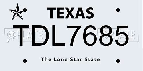 TDL7685 Texas License Plate