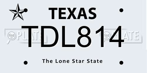 TDL814 Texas License Plate