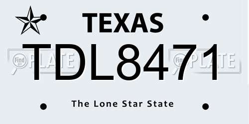 TDL8471 Texas License Plate