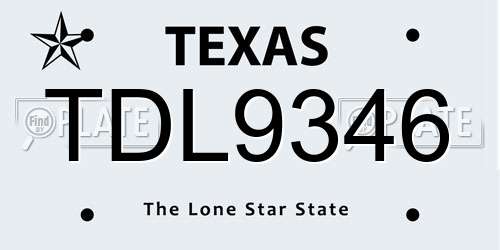 TDL9346 Texas License Plate