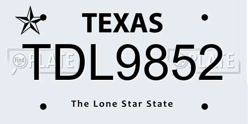TDL9852 Texas License Plate