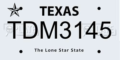 TDM3145 Texas License Plate