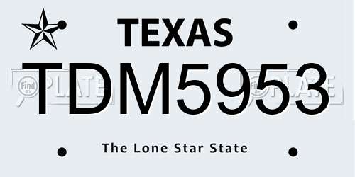 TDM5953 Texas License Plate