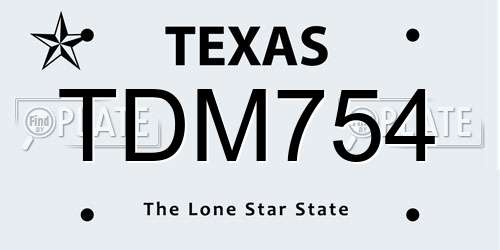 TDM754 Texas License Plate