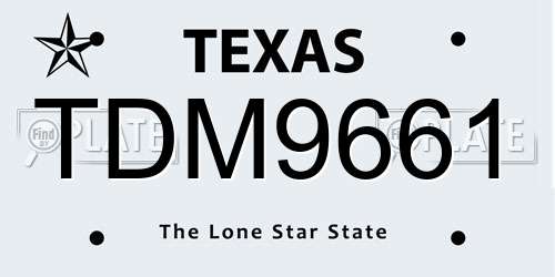 TDM9661 Texas License Plate