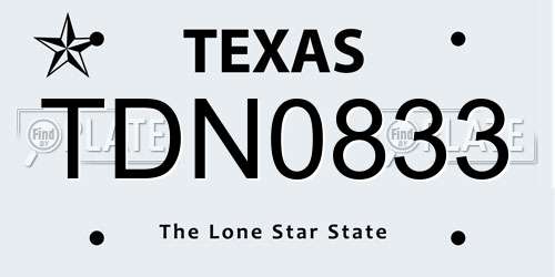 TDN0833 Texas License Plate