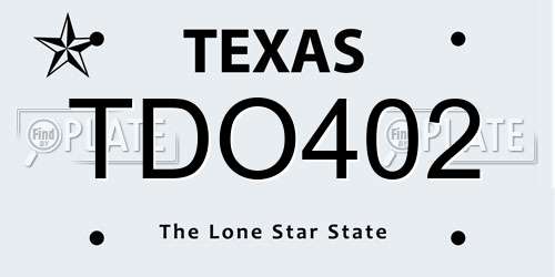 TDO402 Texas License Plate
