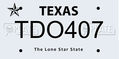 TDO407 Texas License Plate