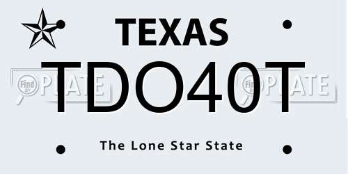 TDO40T Texas License Plate