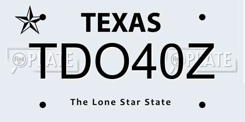 TDO40Z Texas License Plate