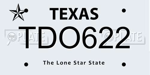 TDO622 Texas License Plate