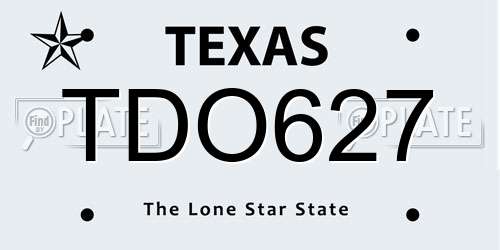 TDO627 Texas License Plate