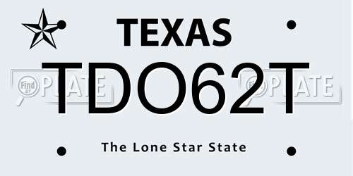 TDO62T Texas License Plate