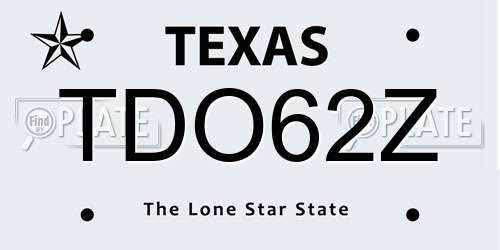 TDO62Z Texas License Plate
