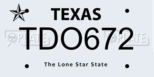 TDO672 Texas License Plate