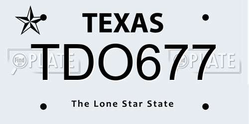 TDO677 Texas License Plate