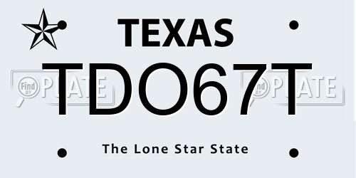 TDO67T Texas License Plate
