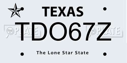 TDO67Z Texas License Plate