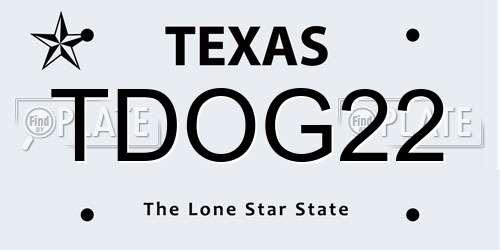 TDOG22 Texas License Plate