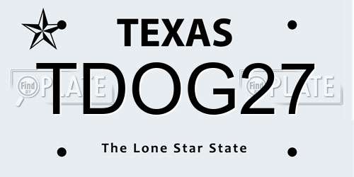 TDOG27 Texas License Plate