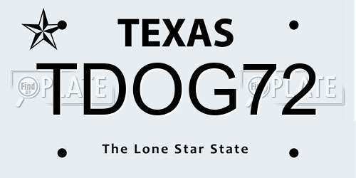 TDOG72 Texas License Plate