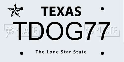 TDOG77 Texas License Plate
