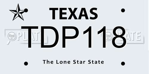 TDP118 Texas License Plate