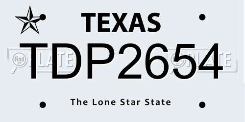 TDP2654 Texas License Plate