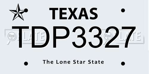 TDP3327 Texas License Plate