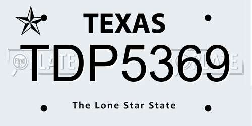 TDP5369 Texas License Plate