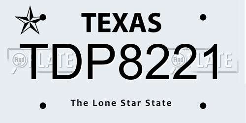 TDP8221 Texas License Plate