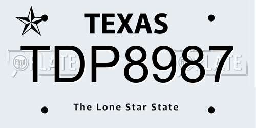 TDP8987 Texas License Plate