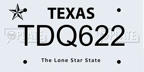 TDQ622 Texas License Plate