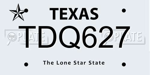 TDQ627 Texas License Plate