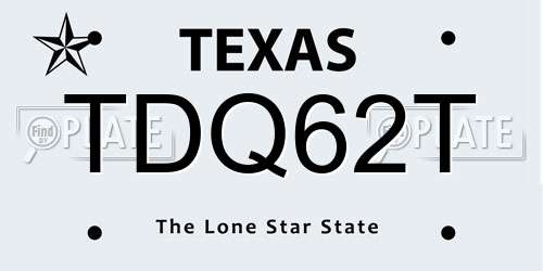 TDQ62T Texas License Plate